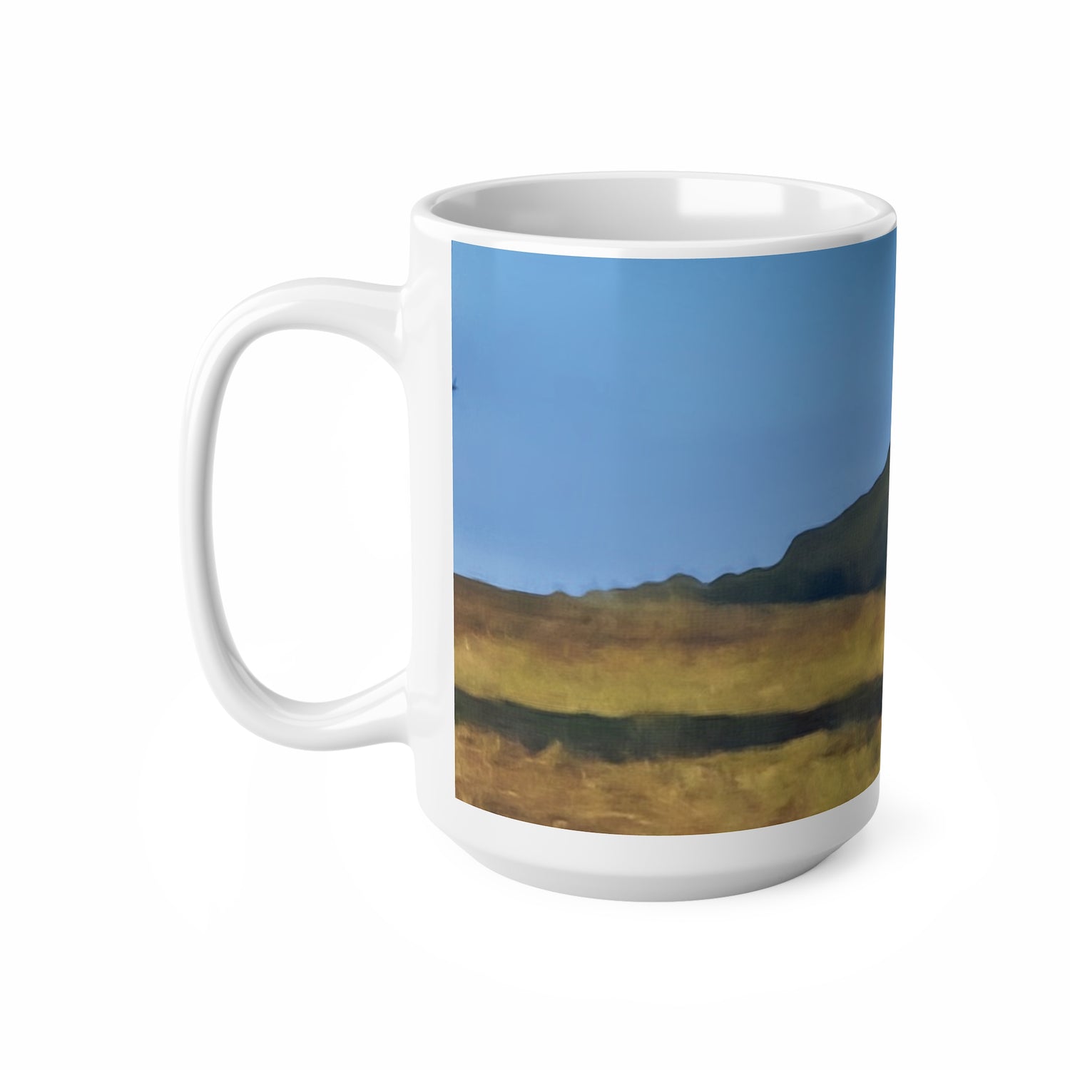 Ceramic White Cup 15oz - Tuscan Landscape (Variant 1)