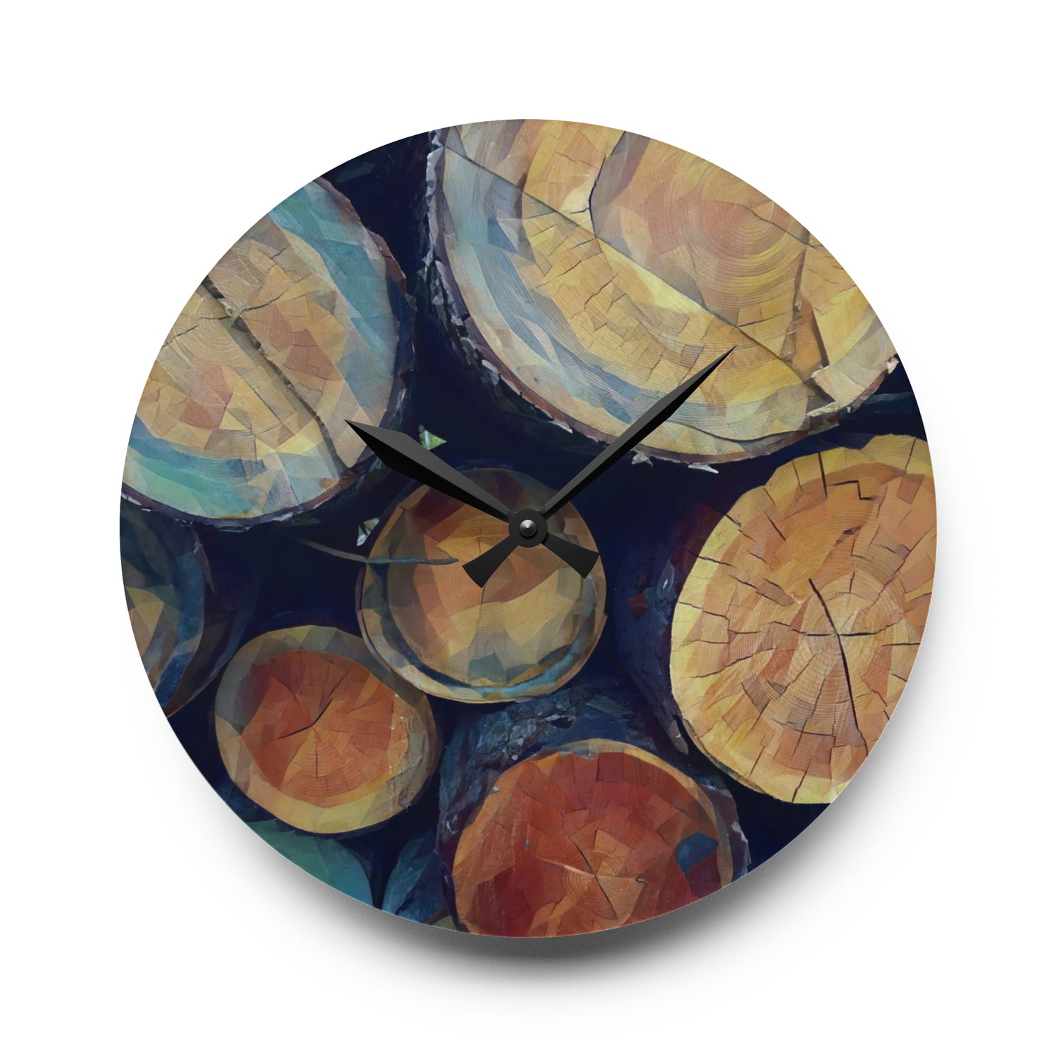 Acrylic Wall Clock - Poly Art - Wooden Trunks (Variant 8)