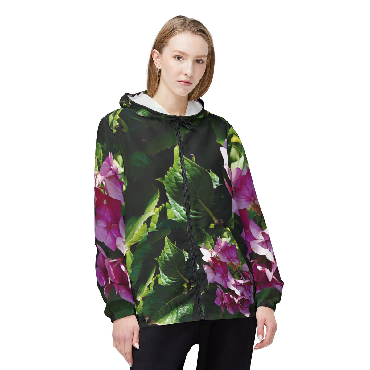 Windbreaker Jacket - Flower of Ortensia/Hydrangea Macrophylla