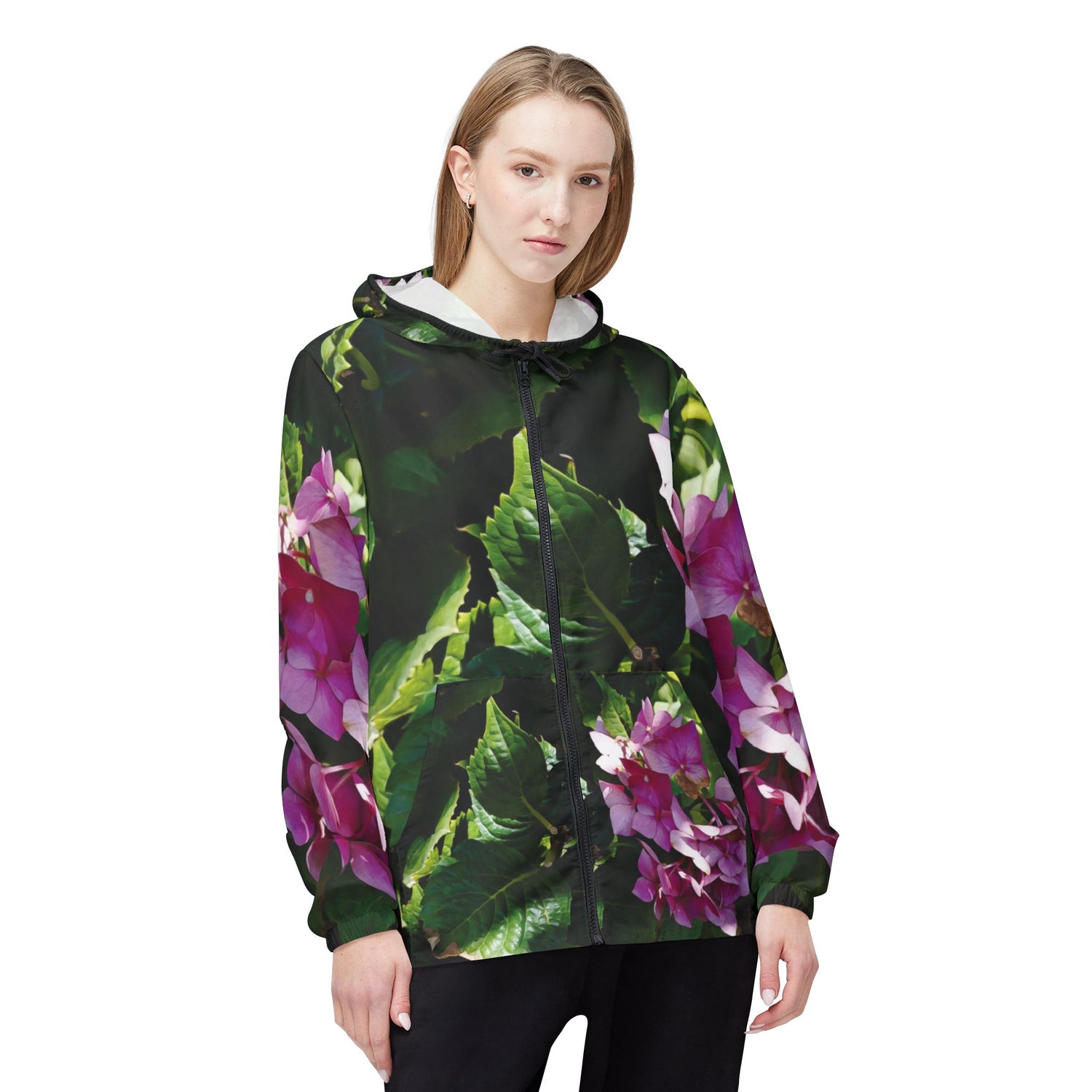 Windbreaker Jacket - Flower of Ortensia/Hydrangea Macrophylla