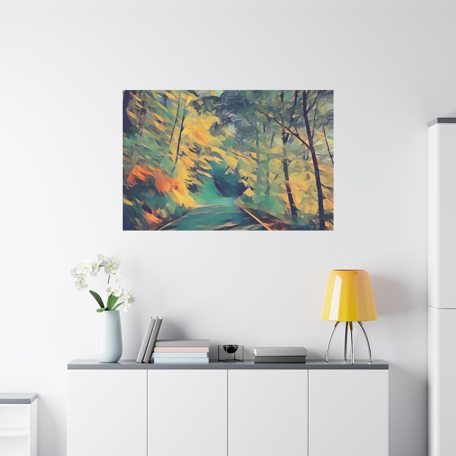Stretched Matte Canvas - Poly Art - Forest (Variant 07)