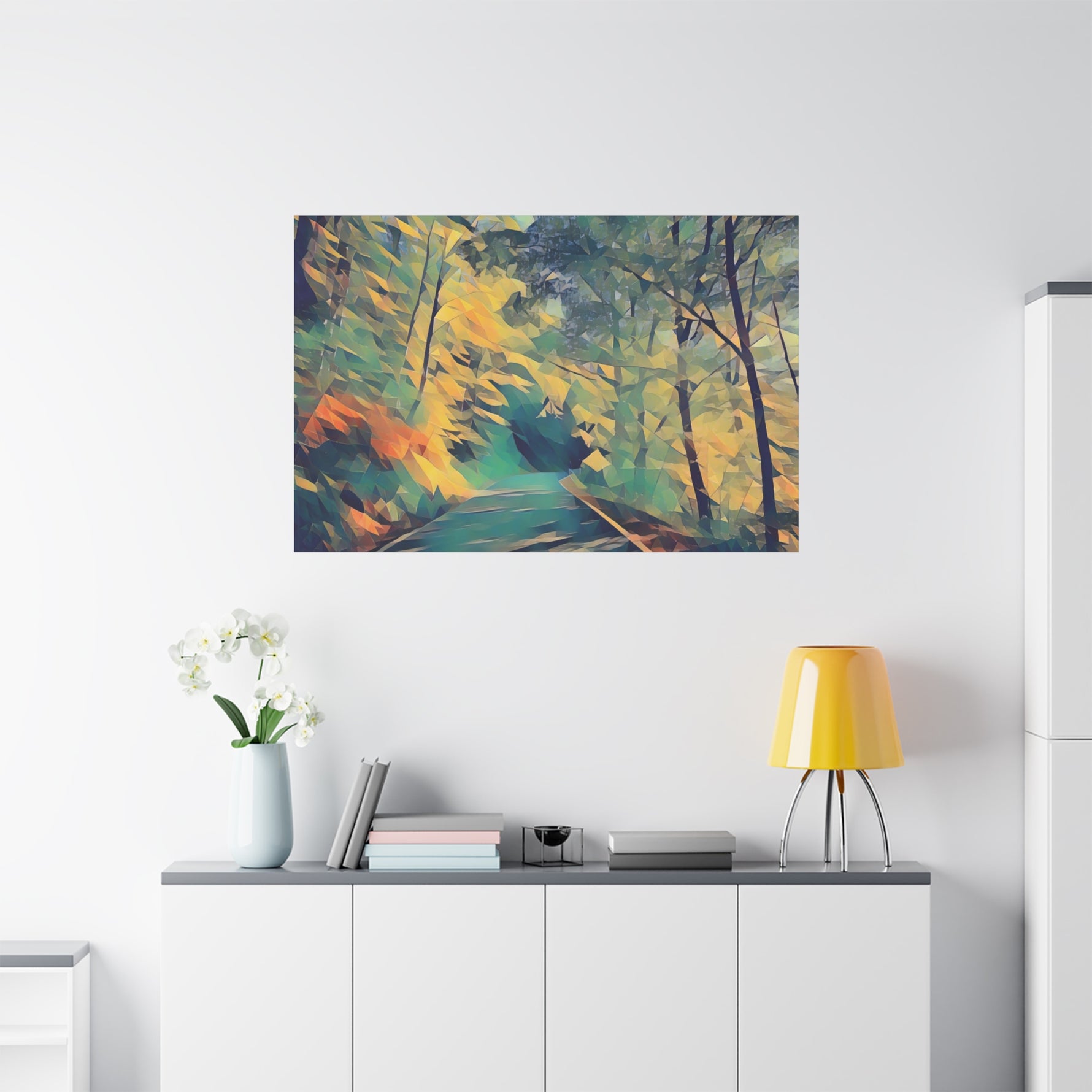 Stretched Matte Canvas - Poly Art - Forest (Variant 07)