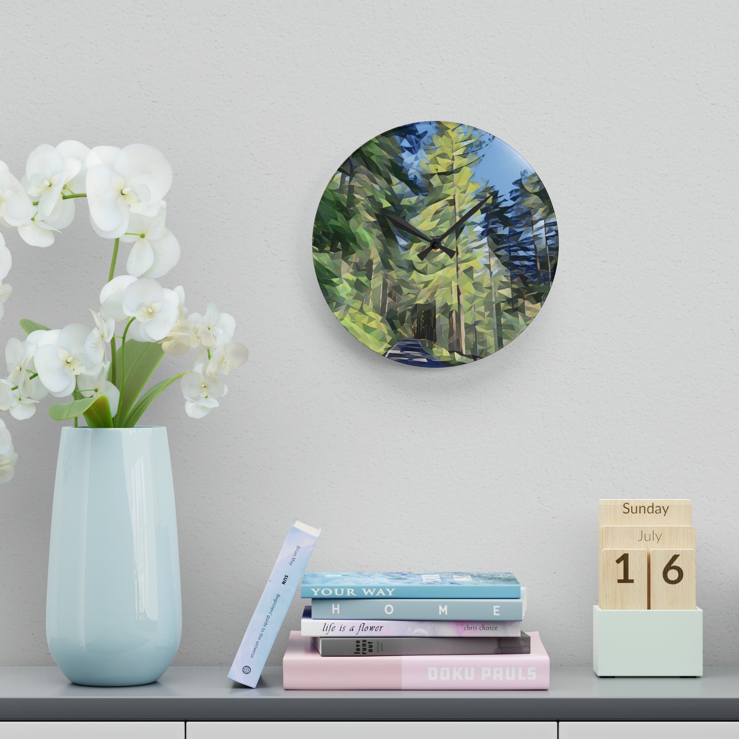 Acrylic Wall Clock - Poly Art - Forest (Variant 08)