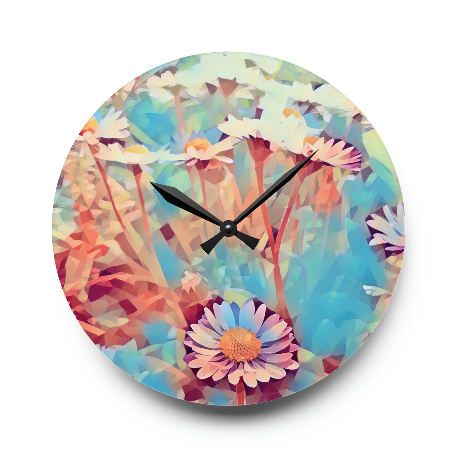 Acrylic Wall Clock - Poly Art - Flower of Daisies (Variant 3)