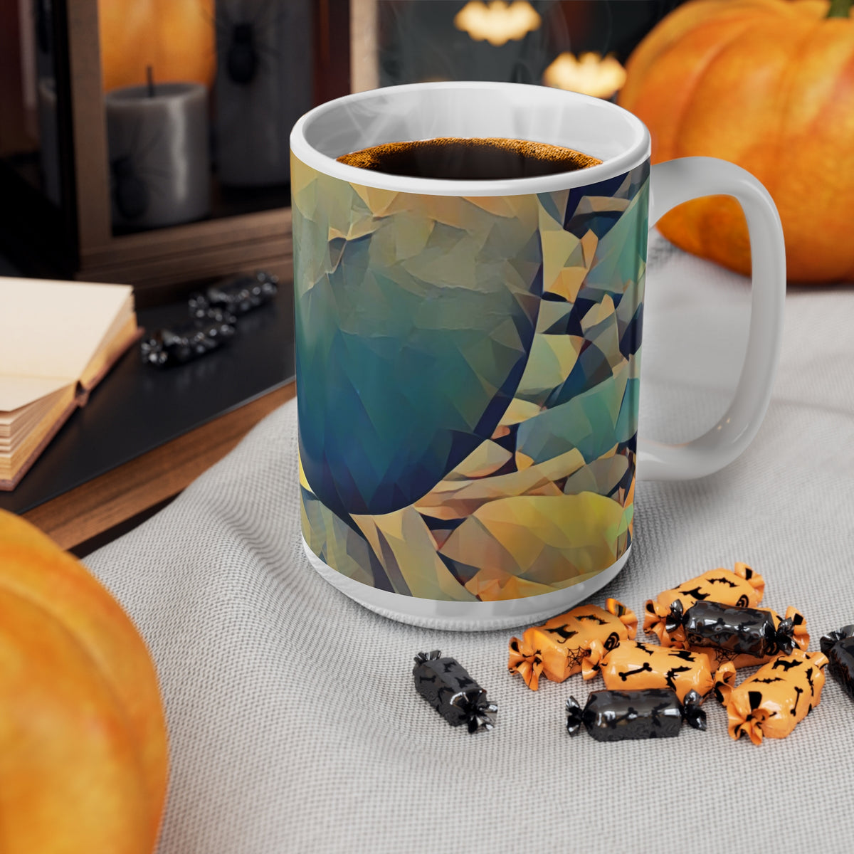 Ceramic White Cup 15oz - Poly Art - Stone Balance