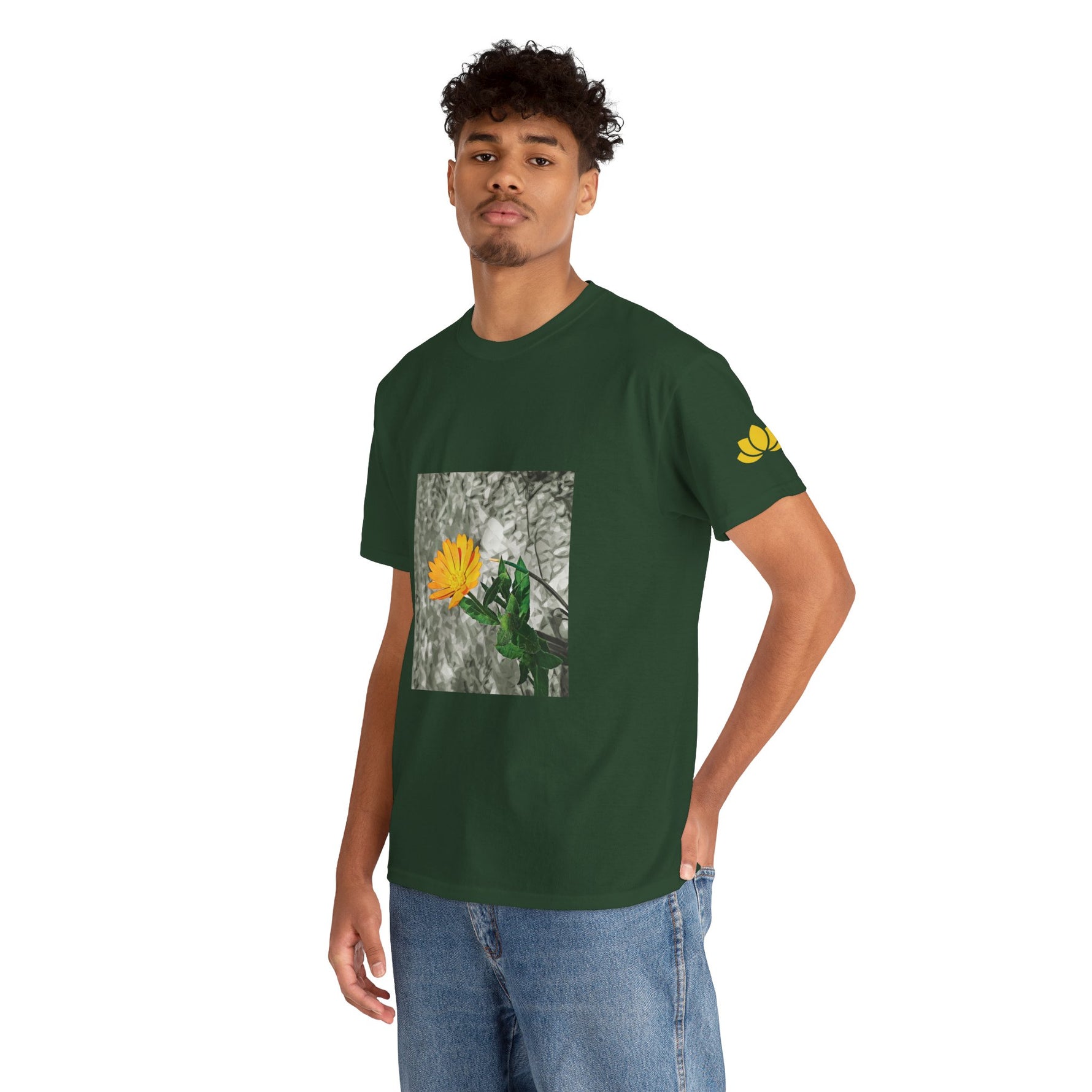 Unisex Heavy Cotton Tee - Poly Art - Flower of Calendula (Variant 1)