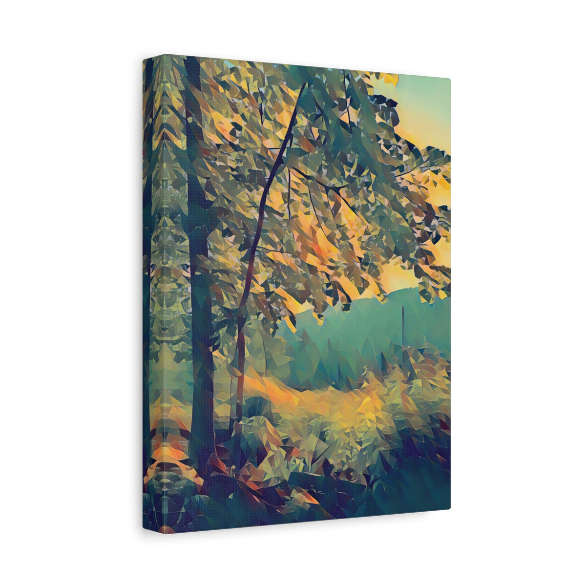 Stretched Matte Canvas - Poly Art - Forest (Variant 12)