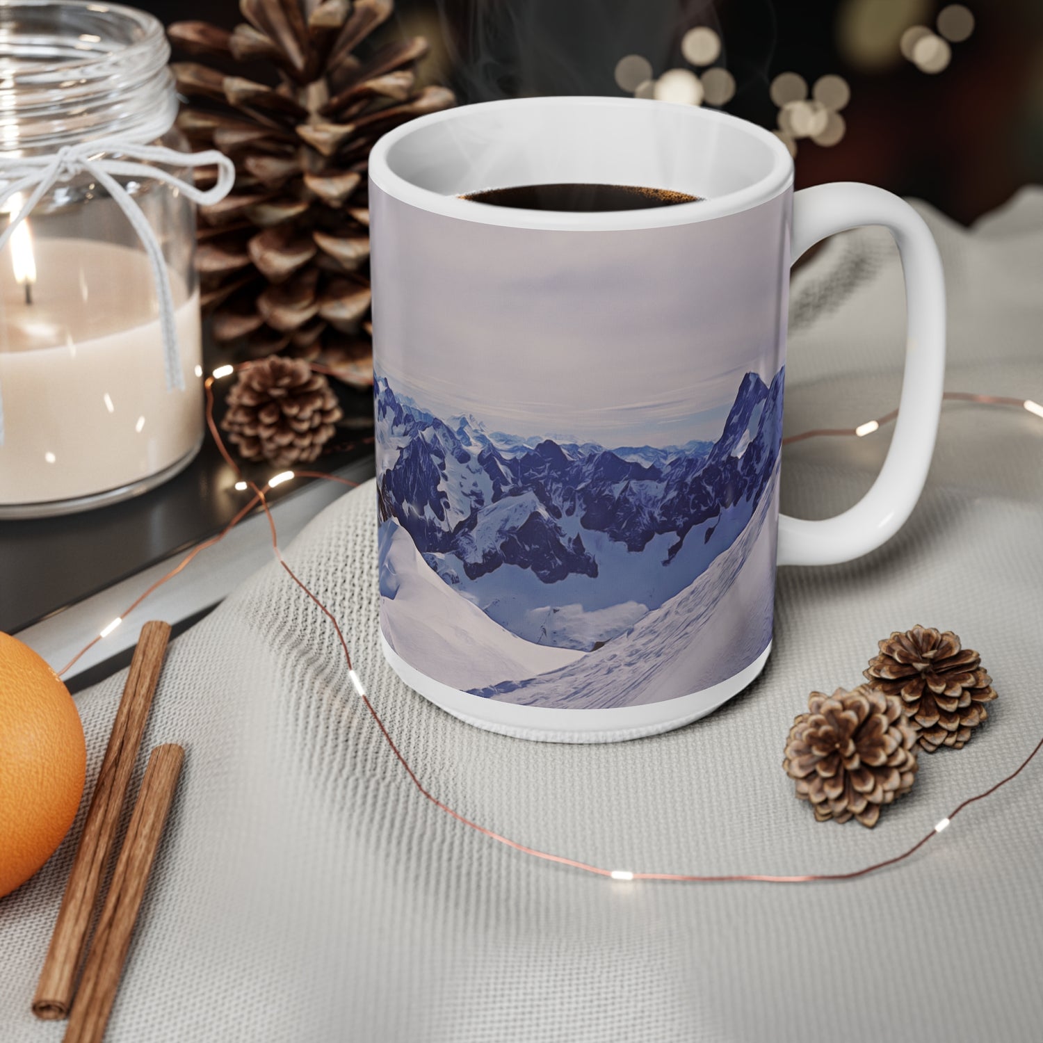 Ceramic White Cup 15oz - View from Mont Blanc (Variant 2)