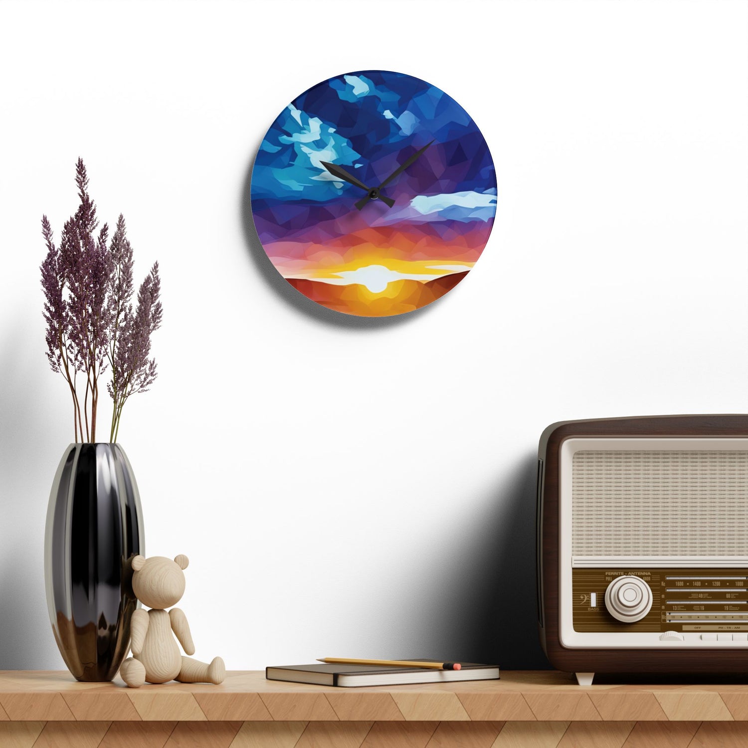 Acrylic Wall Clock - Poly Art - Sunset Sky (Variant 3)