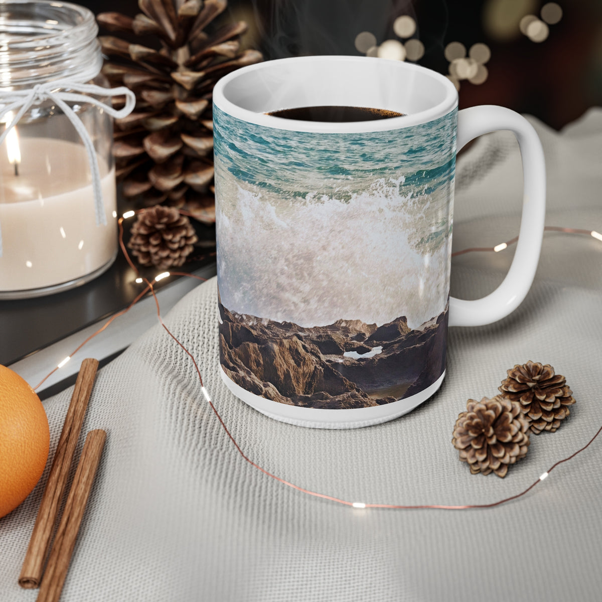Ceramic White Cup 15oz - Sea (Variant 05)