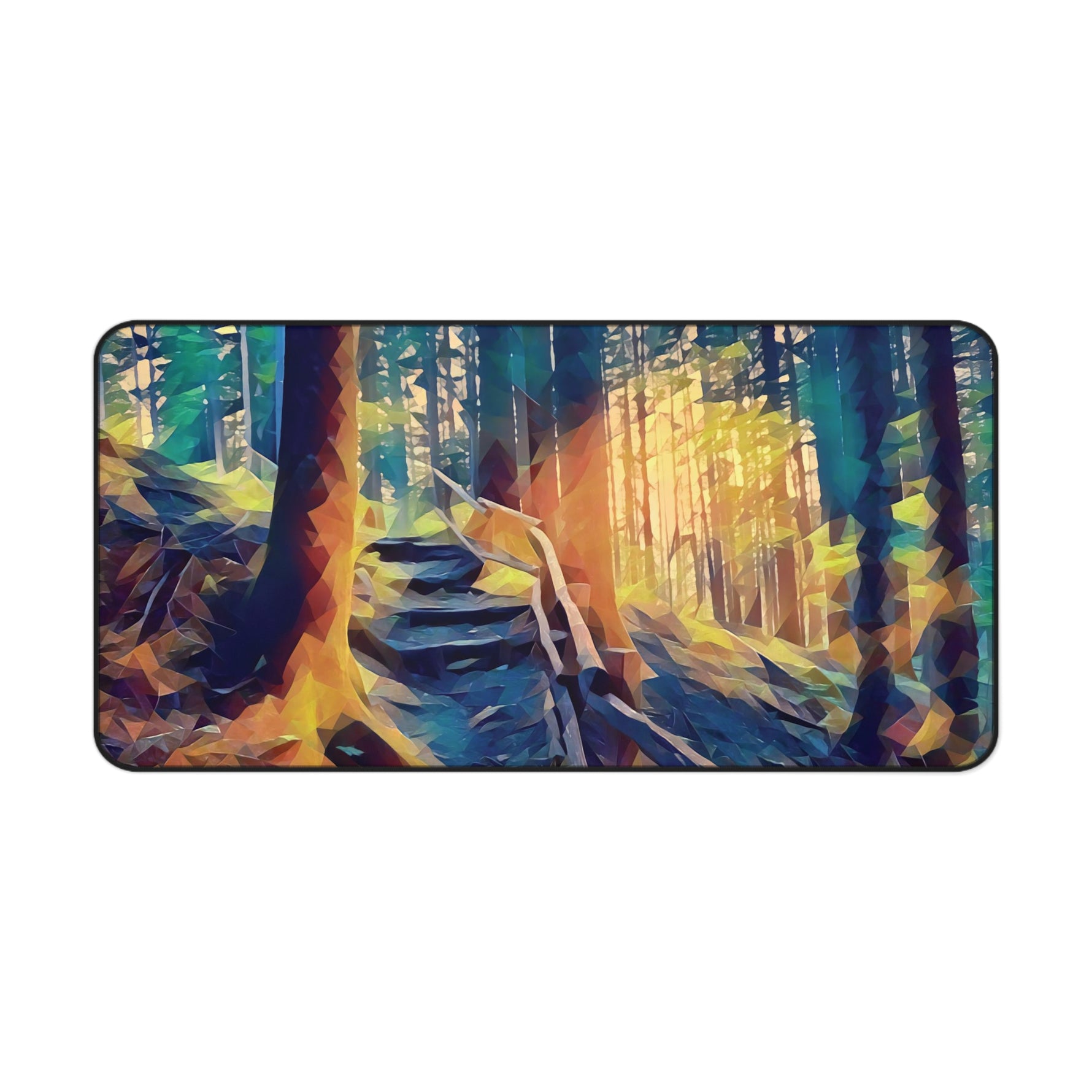 Desk Mat - Poly Art - Forest, a Path (Variant 1)