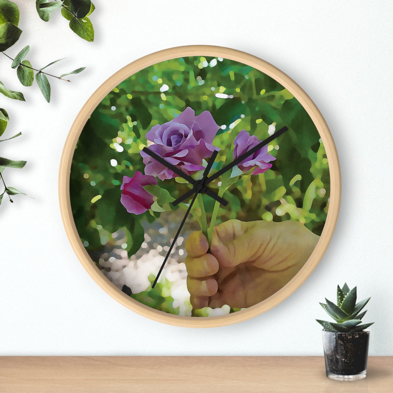 Wall Clock - Flower of Rose, small bouquet