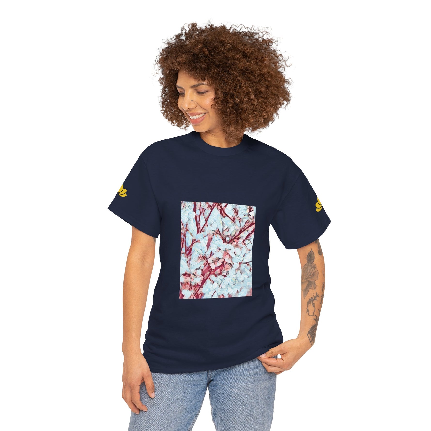Unisex Heavy Cotton Tee - Poly Art - Apple's Tree Flower (Variant 4)