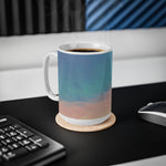Ceramic White Cup 15oz - Poly Art - Sunset Sky (Variant 1)