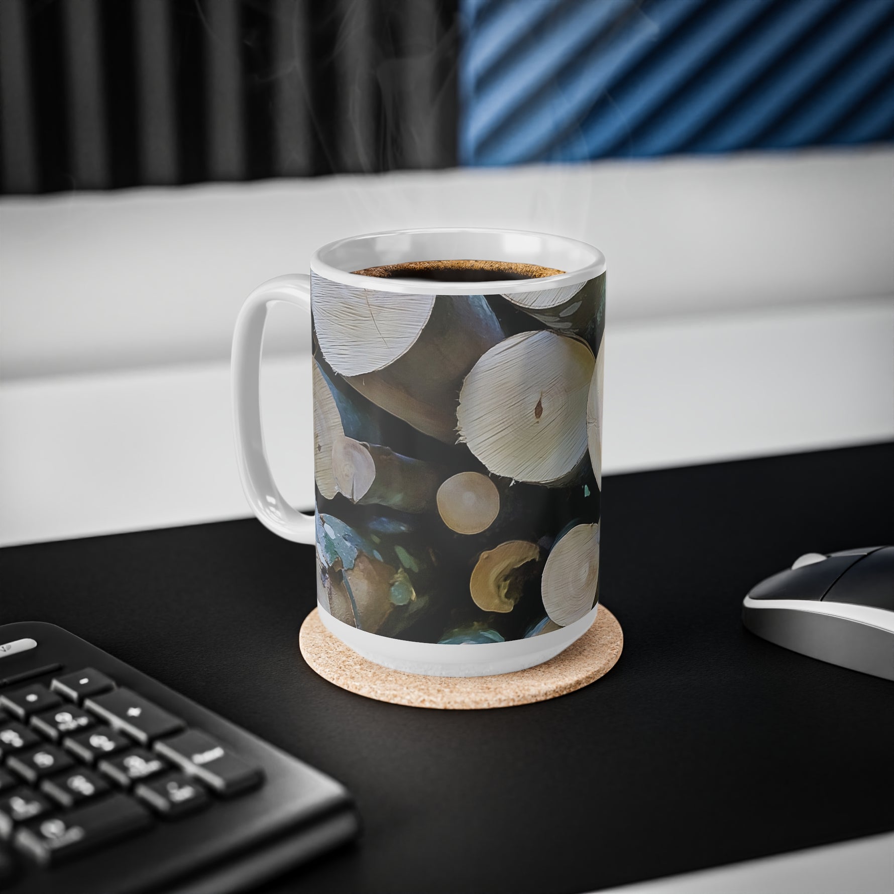 Ceramic White Cup 15oz - Wooden Trunks (Variant 1)