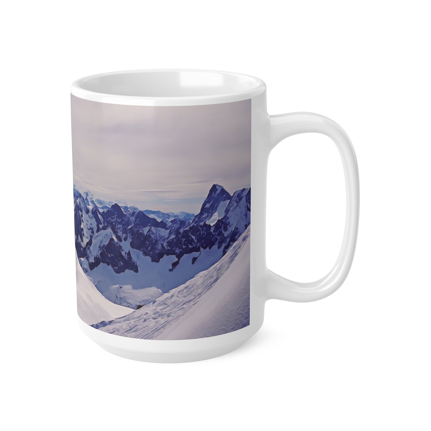 Ceramic White Cup 15oz - View from Mont Blanc (Variant 2)