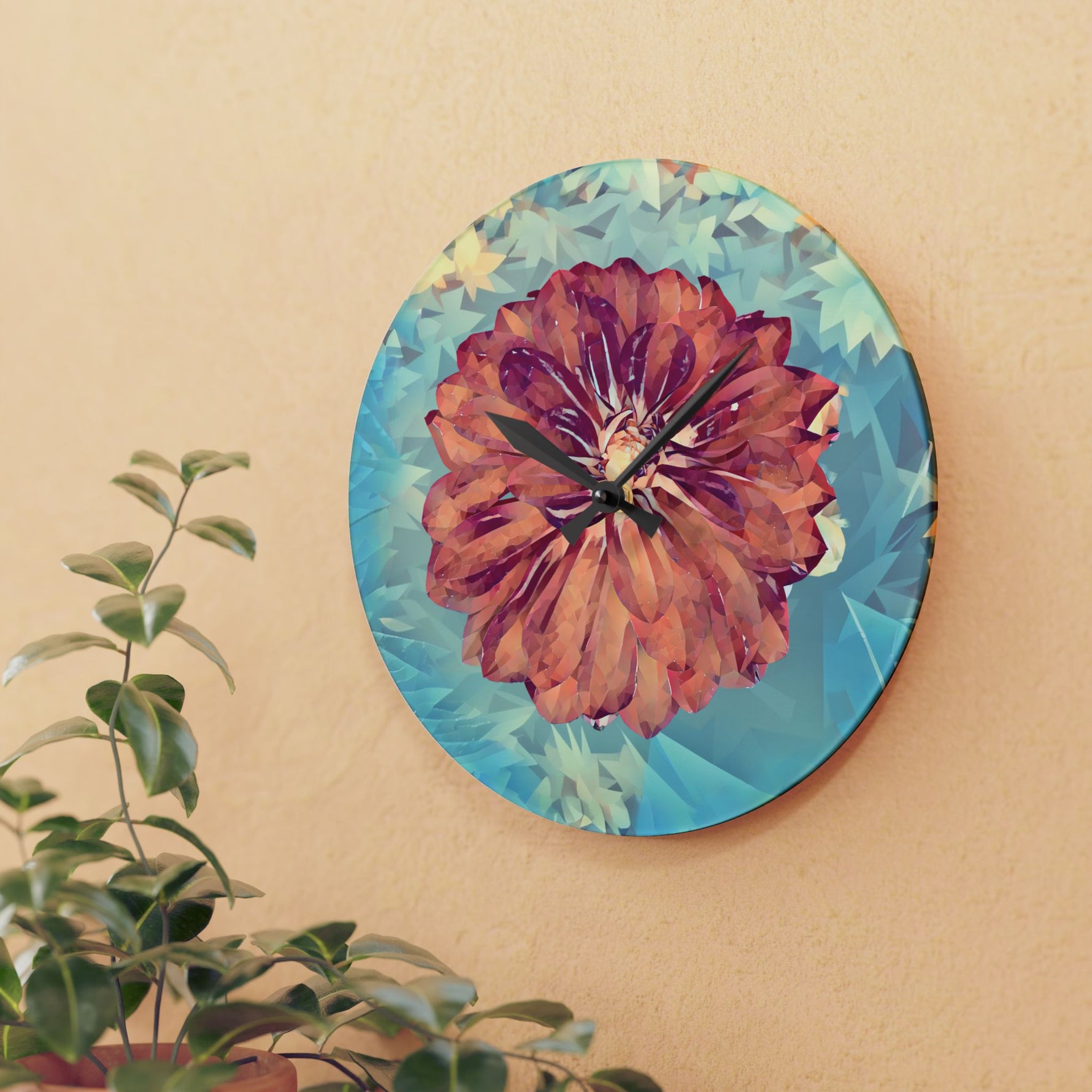Acrylic Wall Clock - Poly Art - Flower of Dahlia (Variant 1)