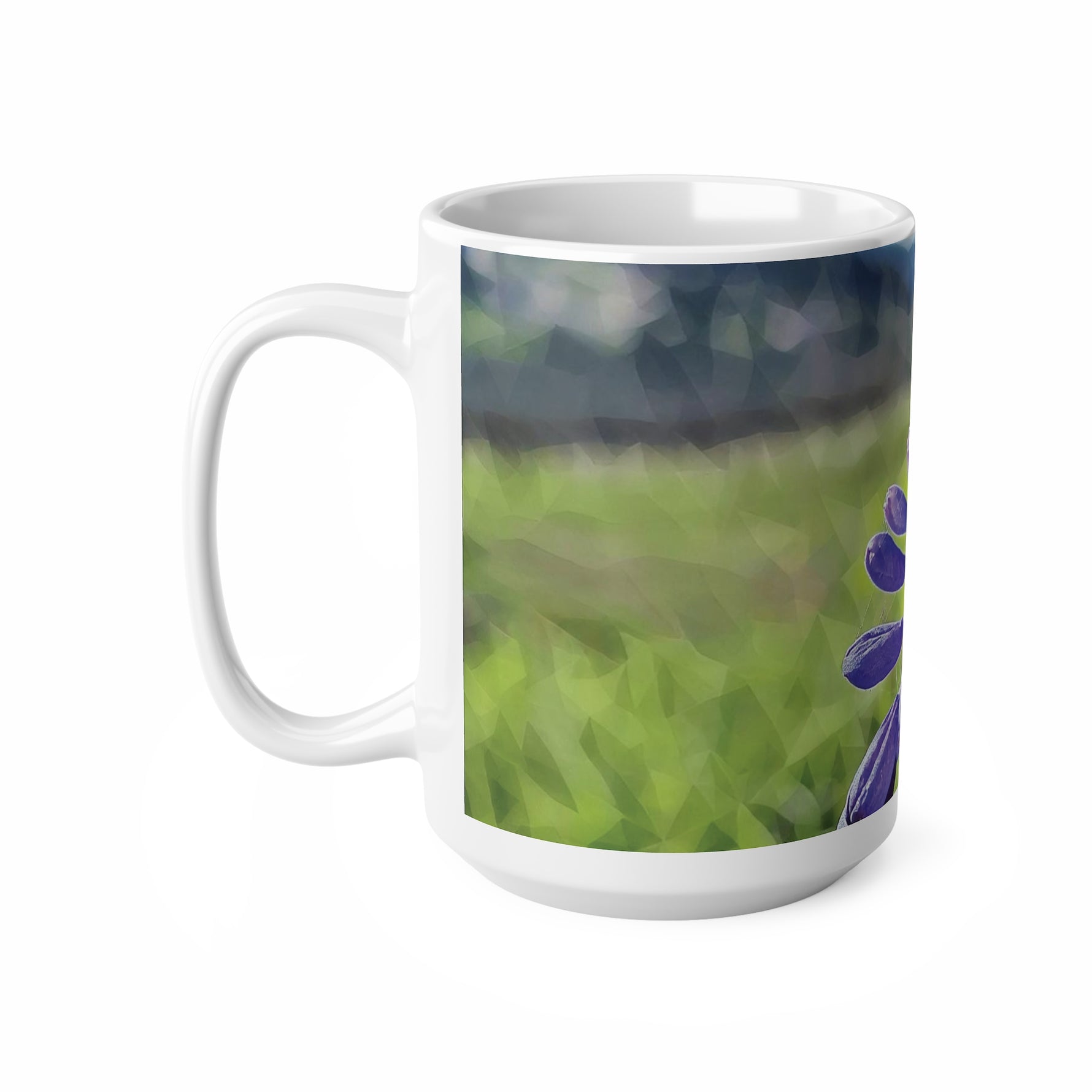 Ceramic White Cup 15oz - Poly Art - Flower of Muscari