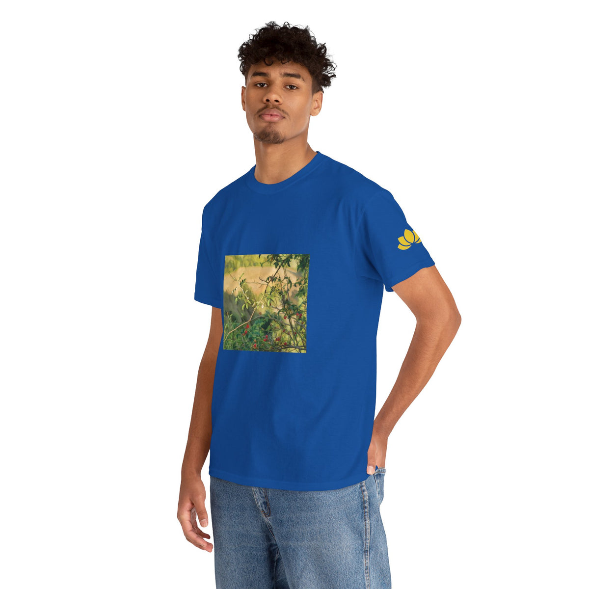Unisex Heavy Cotton Tee - Poly Art - Rosehip Plant