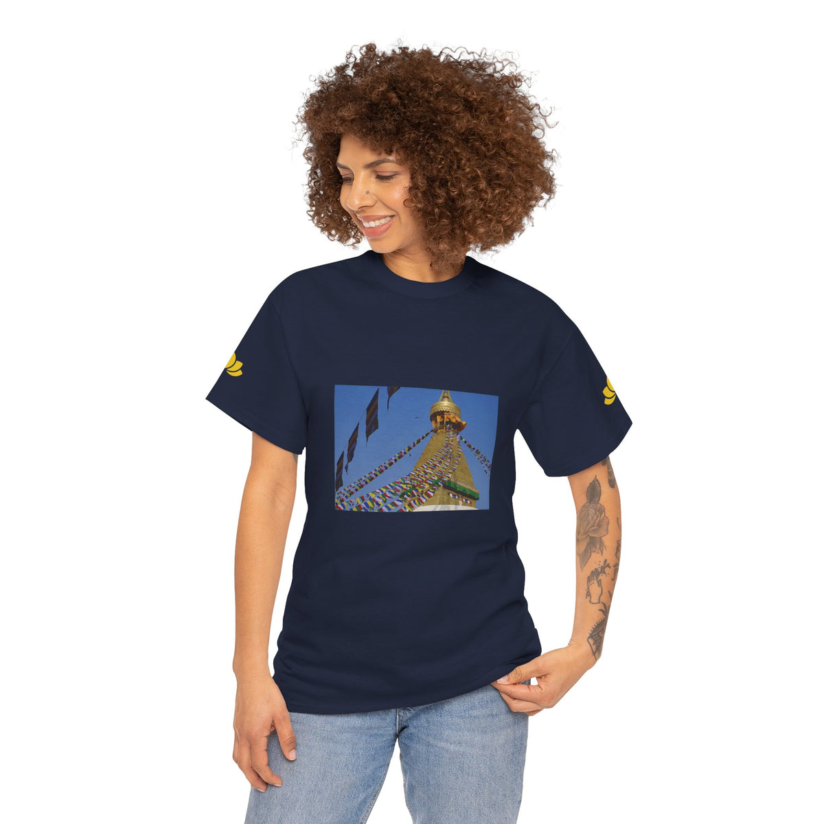 Unisex Heavy Cotton Tee - Nepal, Buddha's Eyes (Variant 2)