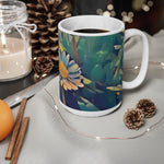 Ceramic White Cup 15oz - Poly Art - Flower of Daisies (Variant 5)