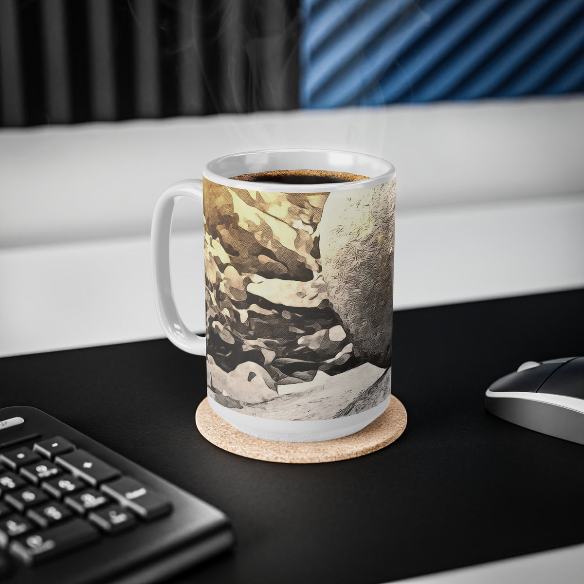 Ceramic White Cup 15oz - Stone Balance (Variant 1)