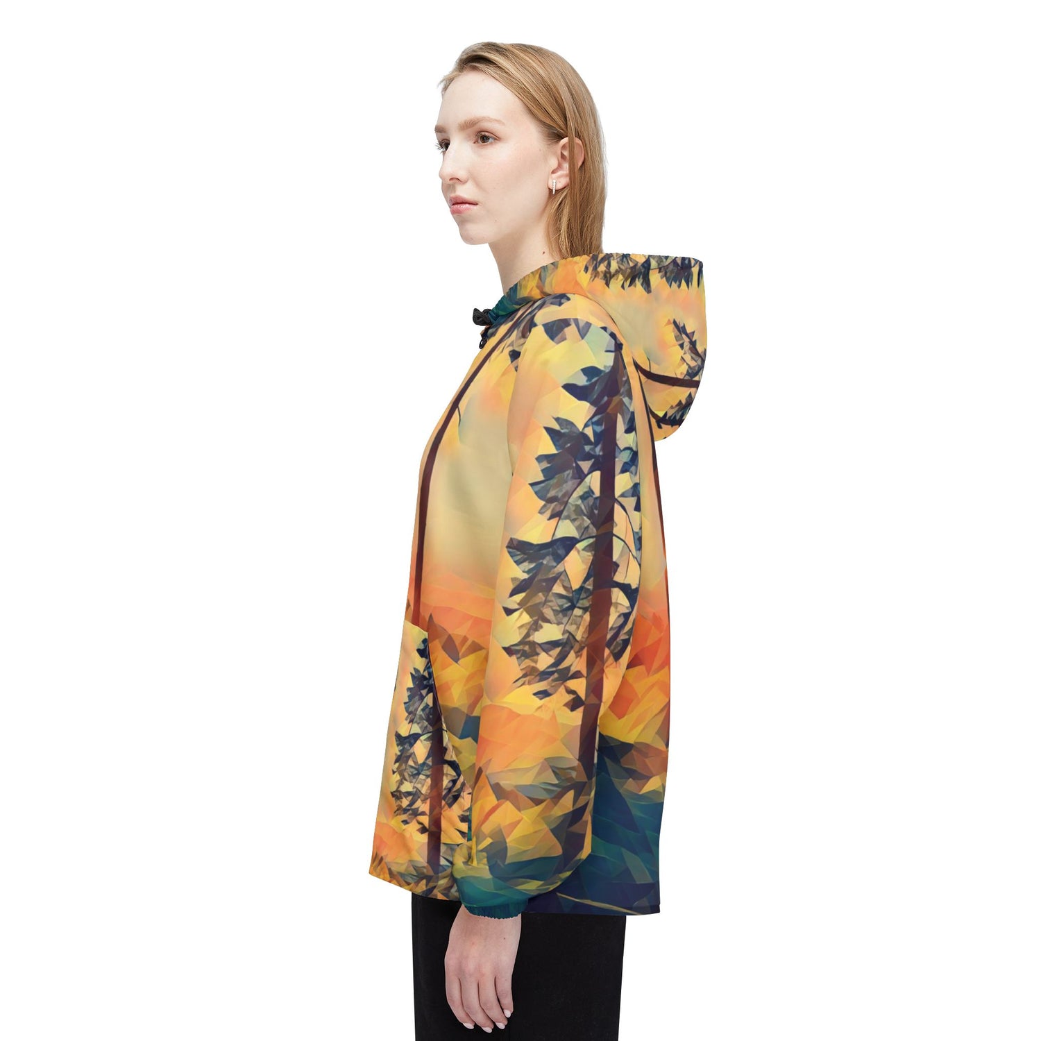 Windbreaker Jacket - Poly Art - Forest Sunset