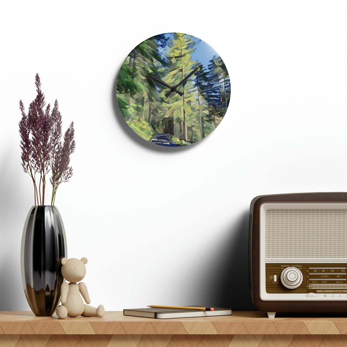 Acrylic Wall Clock - Poly Art - Forest (Variant 08)