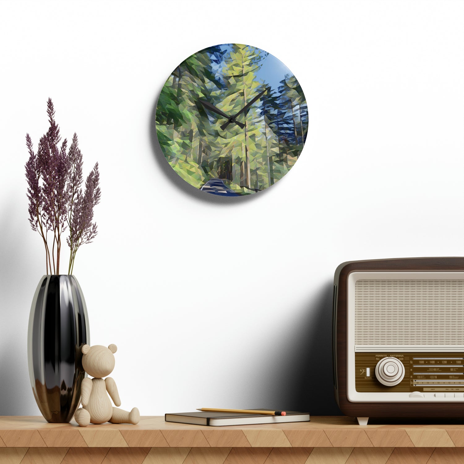 Acrylic Wall Clock - Poly Art - Forest (Variant 08)