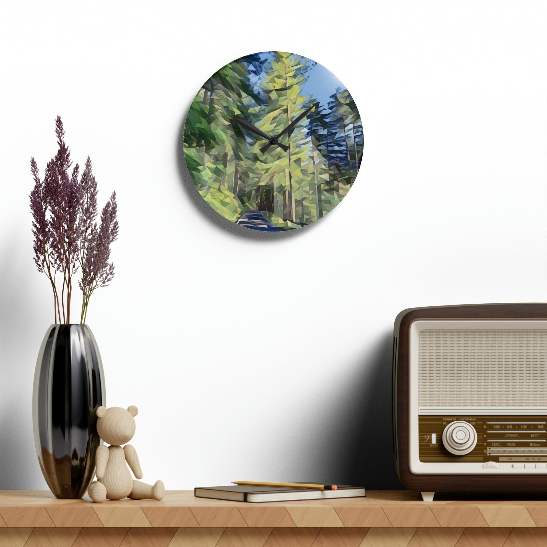 Acrylic Wall Clock - Poly Art - Forest (Variant 08)