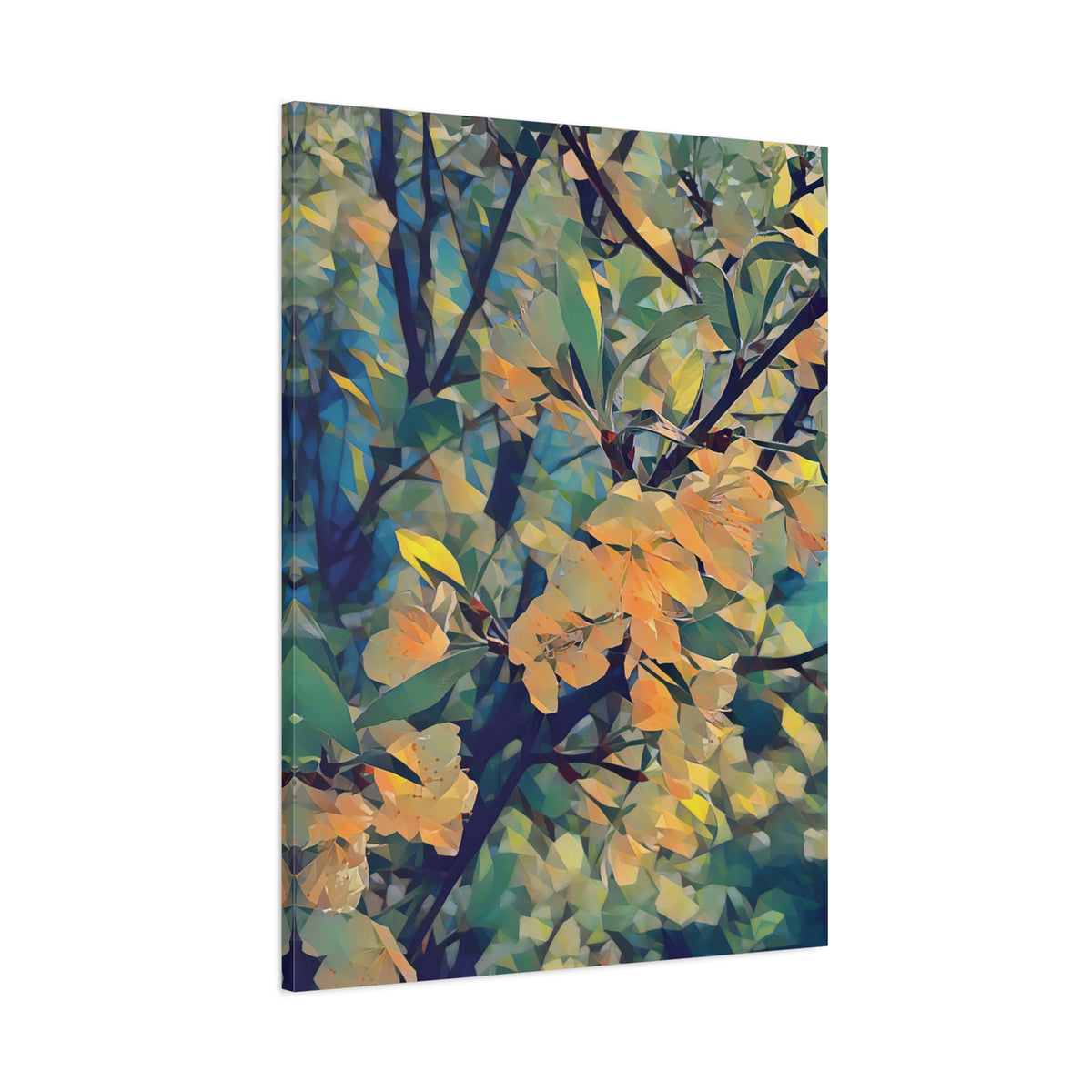 Stretched Matte Canvas - Poly Art - Apple's Tree Flower (Variant 2)