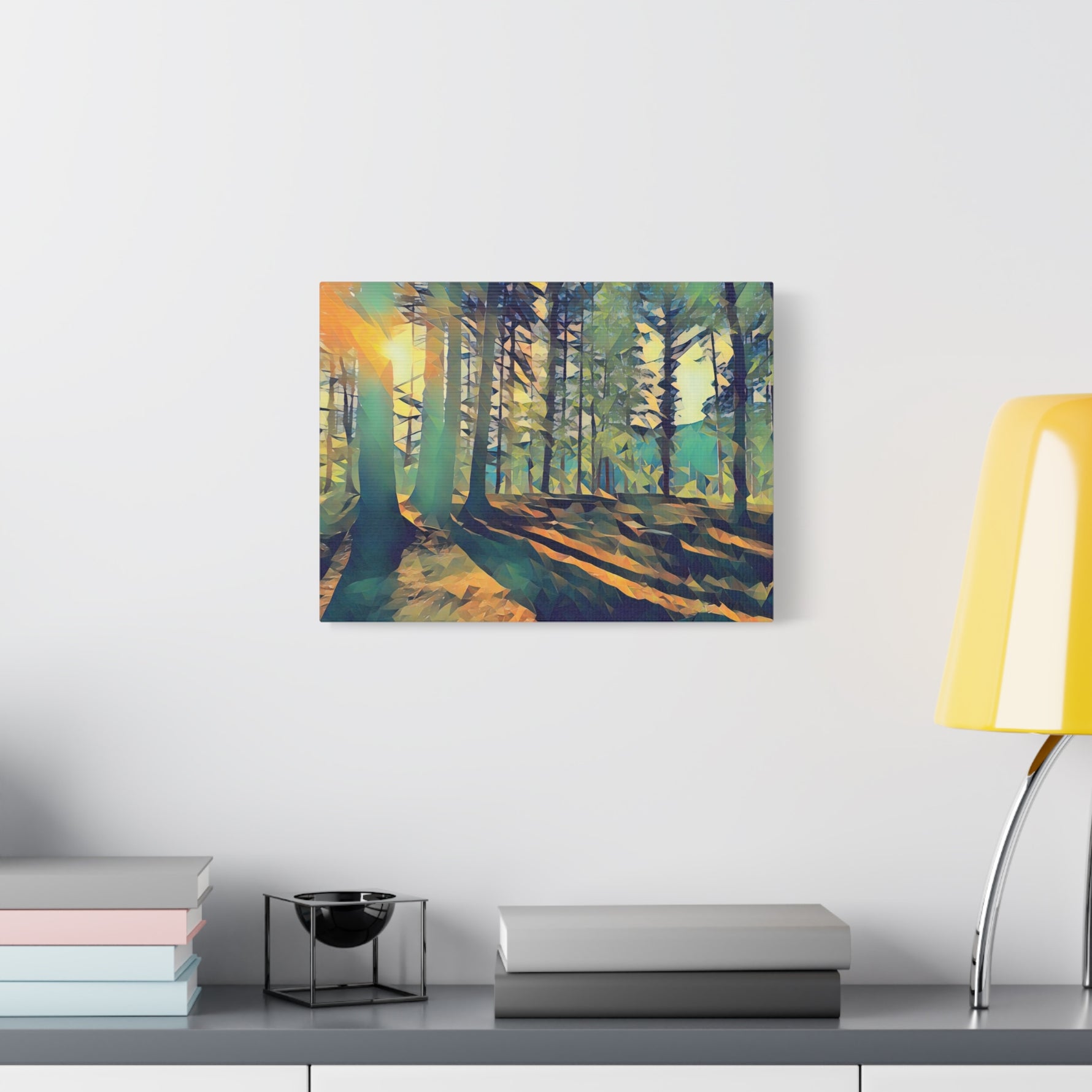 Stretched Matte Canvas - Poly Art - Forest (Variant 09)