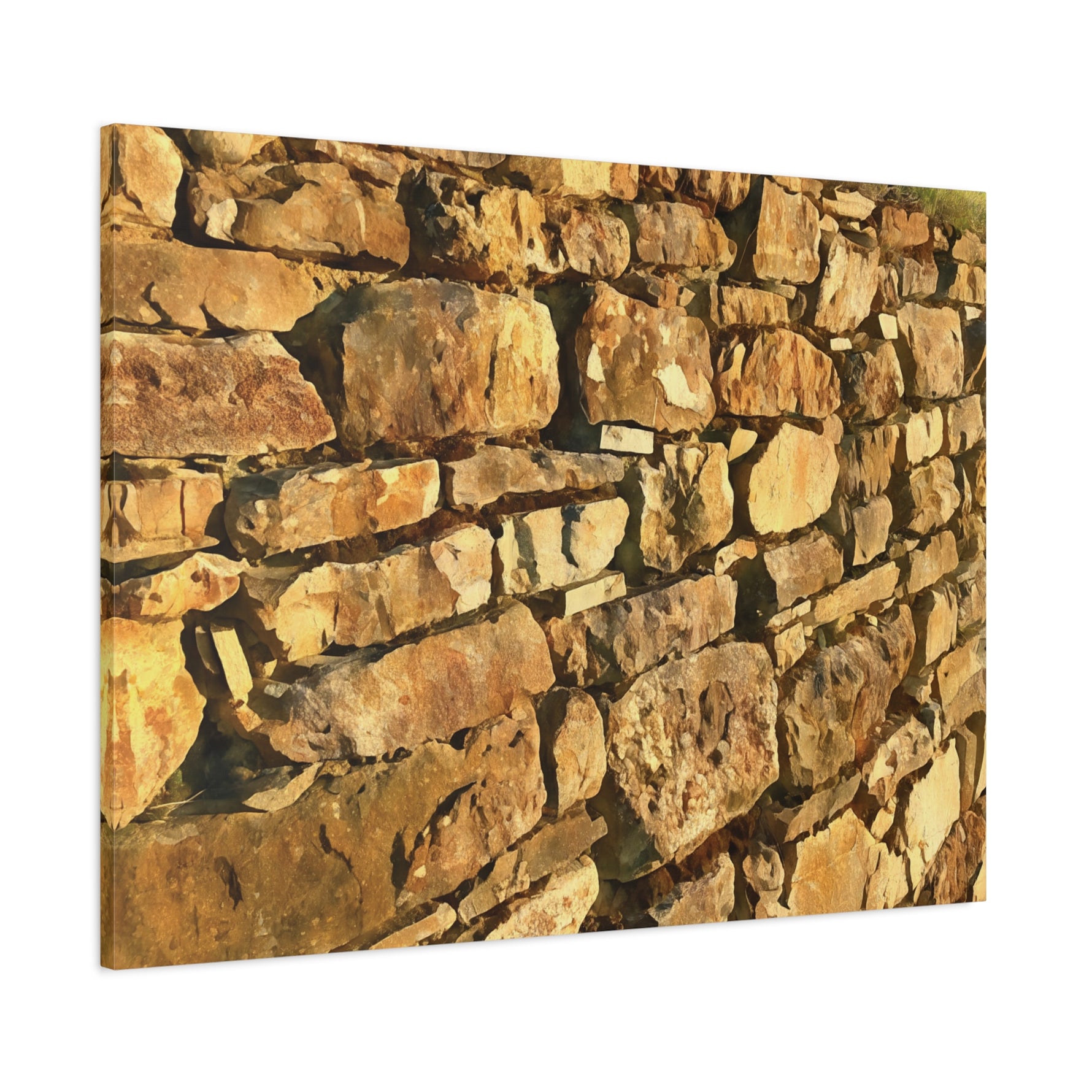 Stretched Matte Canvas - Stone Wall at Sunset