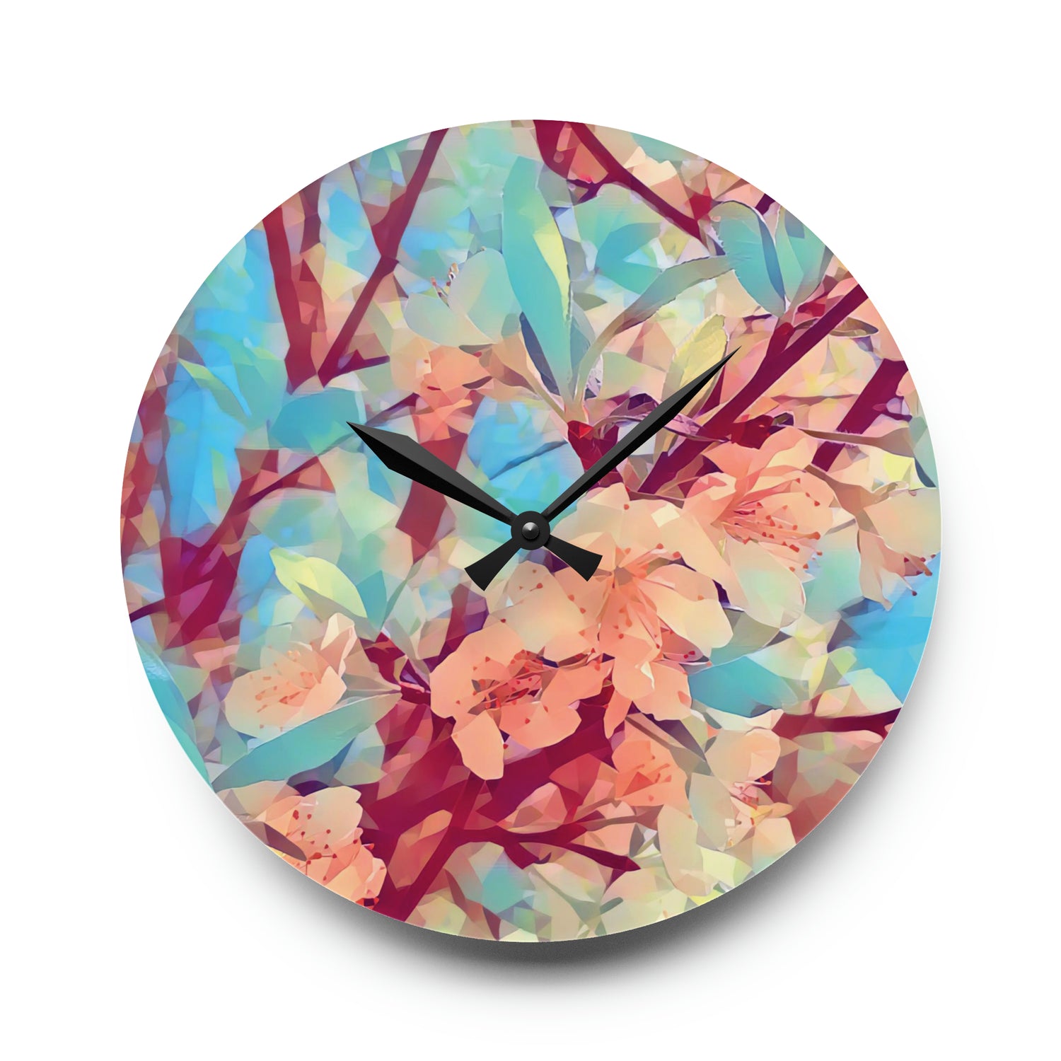 Acrylic Wall Clock - Poly Art - Apples' Tree Flower (Variant 3)