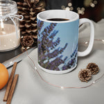 Ceramic White Cup 15oz - Flower of Lavender with bombus insect (Variant 1)