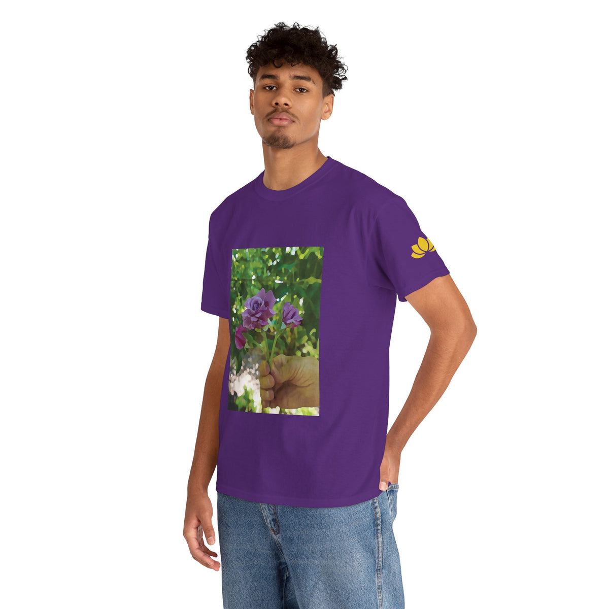 Unisex Heavy Cotton Tee - Flower of Rose, Small Bouquet