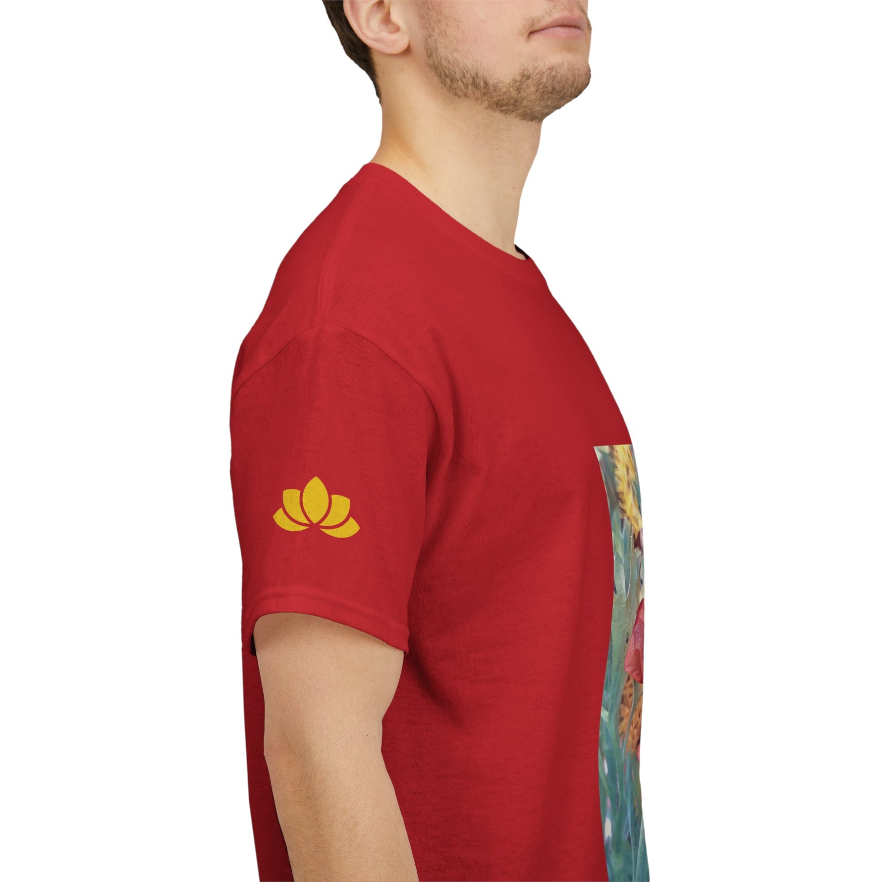 Unisex Heavy Cotton Tee - Poly Art - Flower of Dahlia in Red