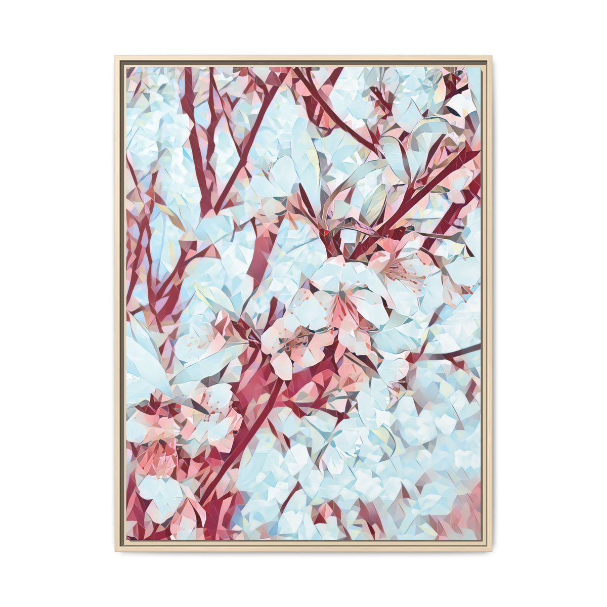 Apple Blossoms (Glacial White) | Poly Art | Framed Canvas