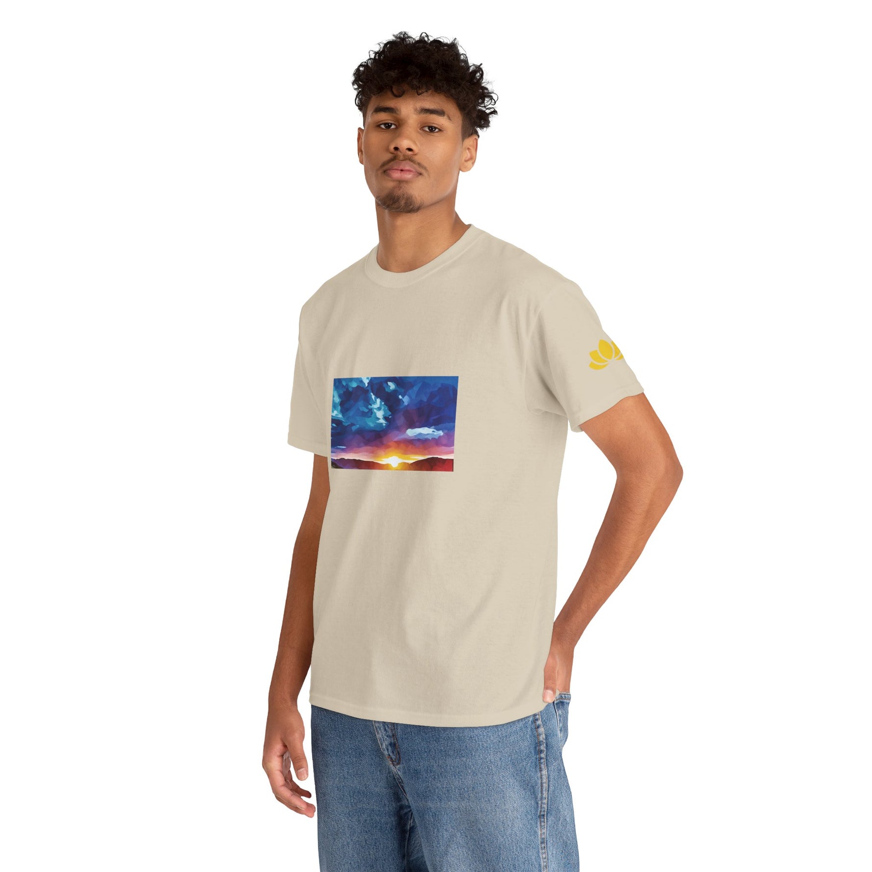 Unisex Heavy Cotton Tee - Poly Art - Sunset Sky (Variant 1)