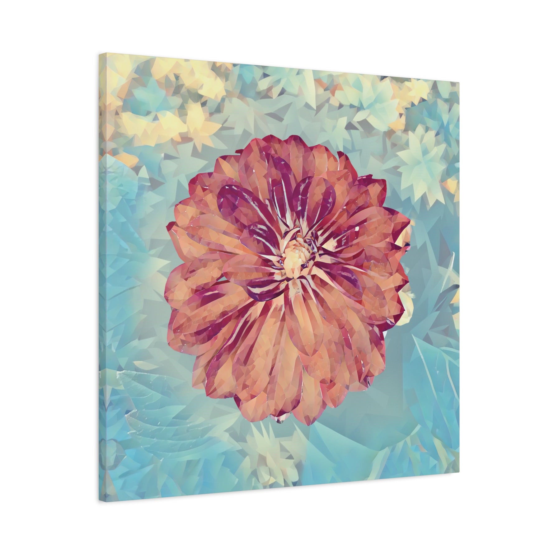 Stretched Matte Canvas - Poly Art - Flower of Dahlia (Variant 1)