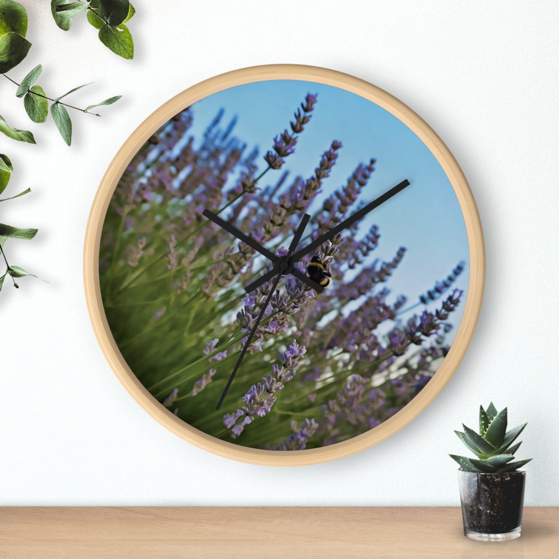 Wall Clock - Flower of Lavender with Bombus Insect (Variant 1)