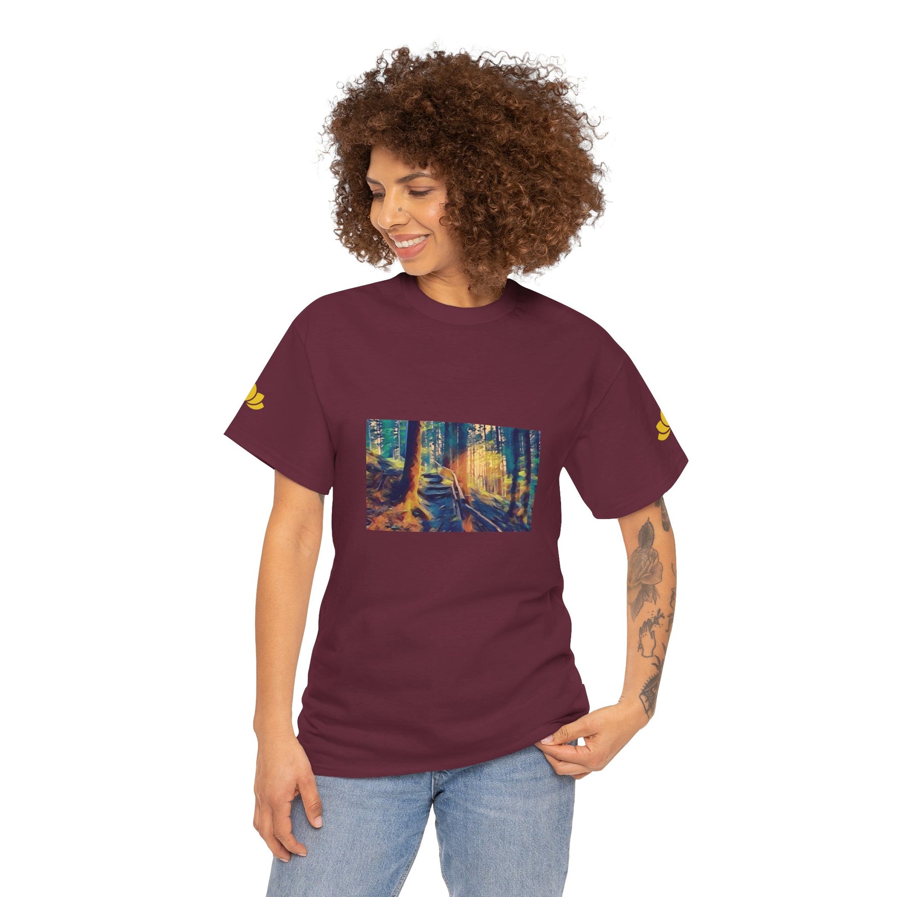 Unisex Heavy Cotton Tee - Poly Art - Forest, a Path (Variant 2)