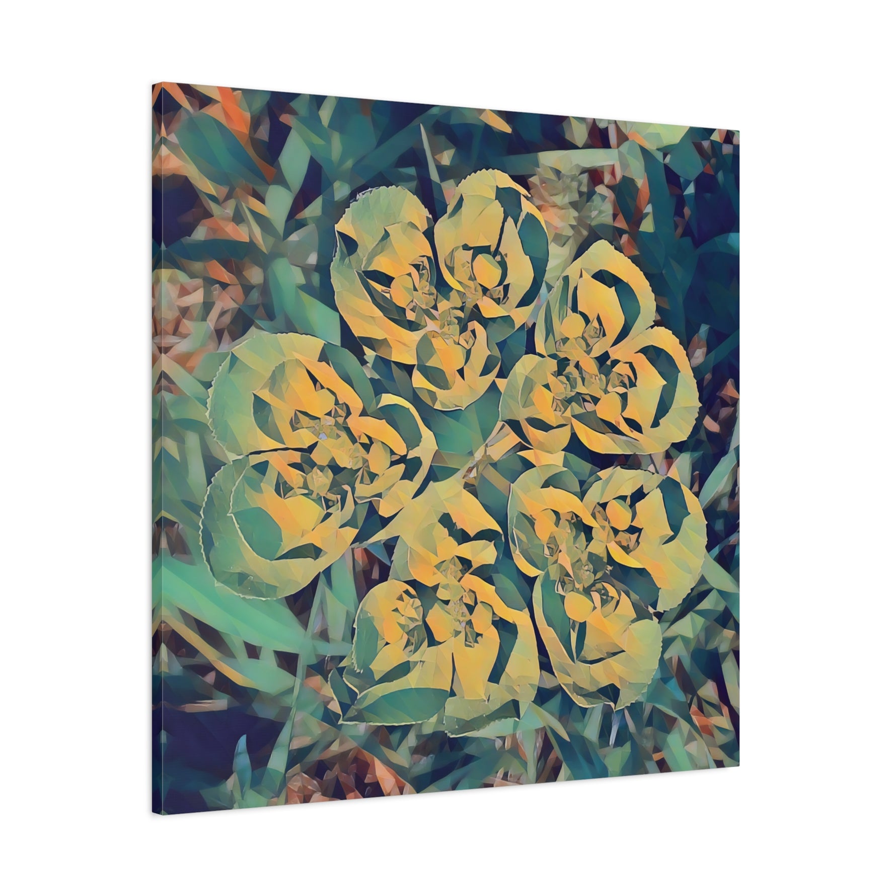 Stretched Matte Canvas - Poly Art - Flower of Euphorbia Helioscopia