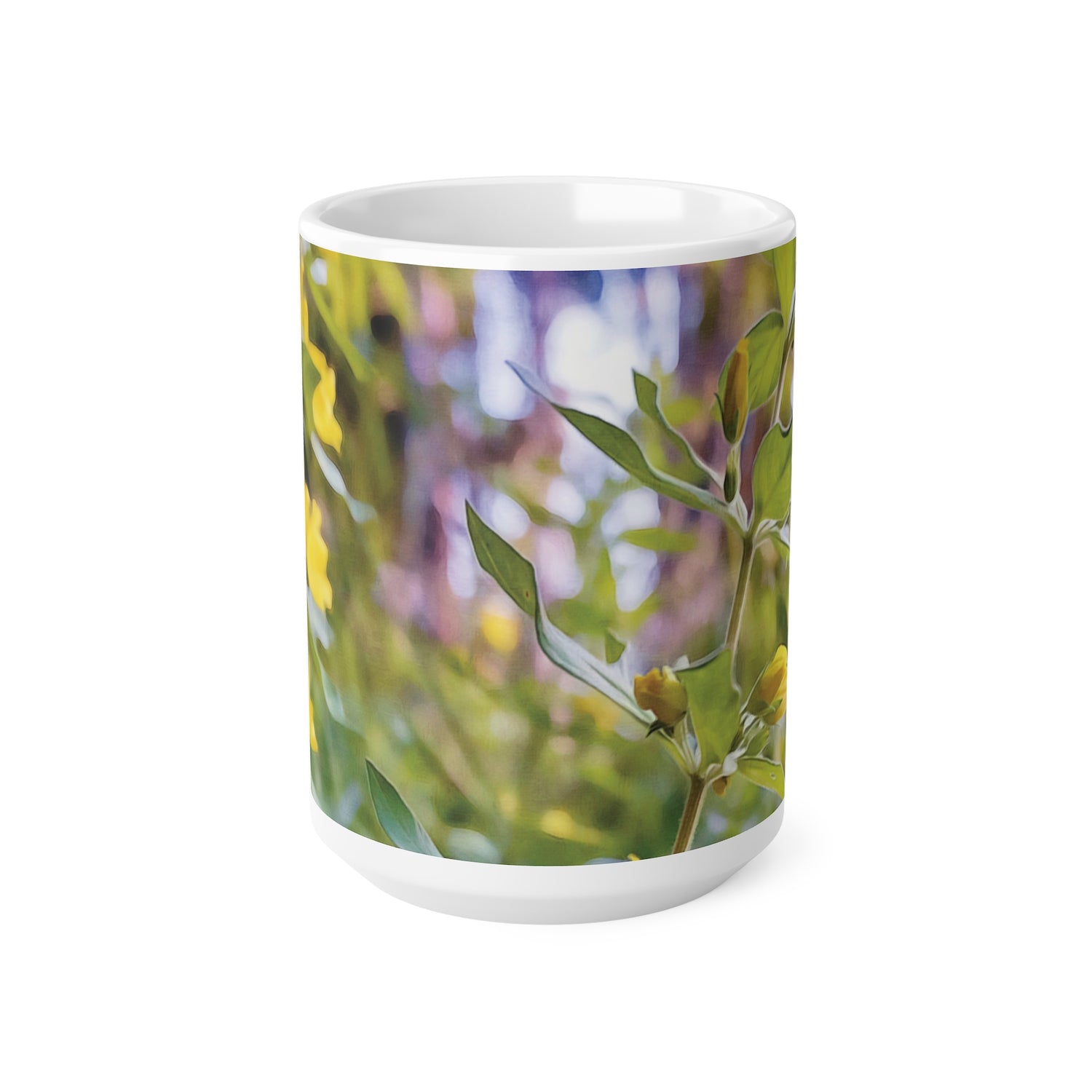 Ceramic White Cup 15oz - Flower of Lysimachia (Variant 2)
