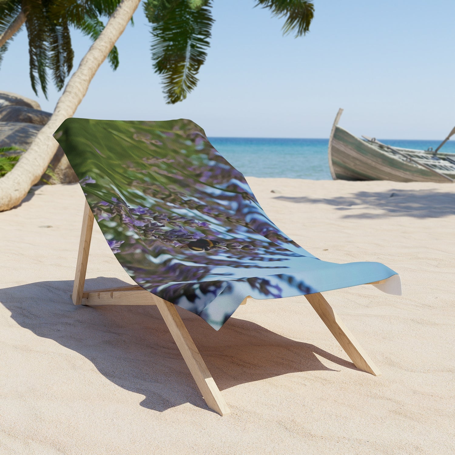 Beach Towel – Flower of Lavender and Bombus (Variant 1)