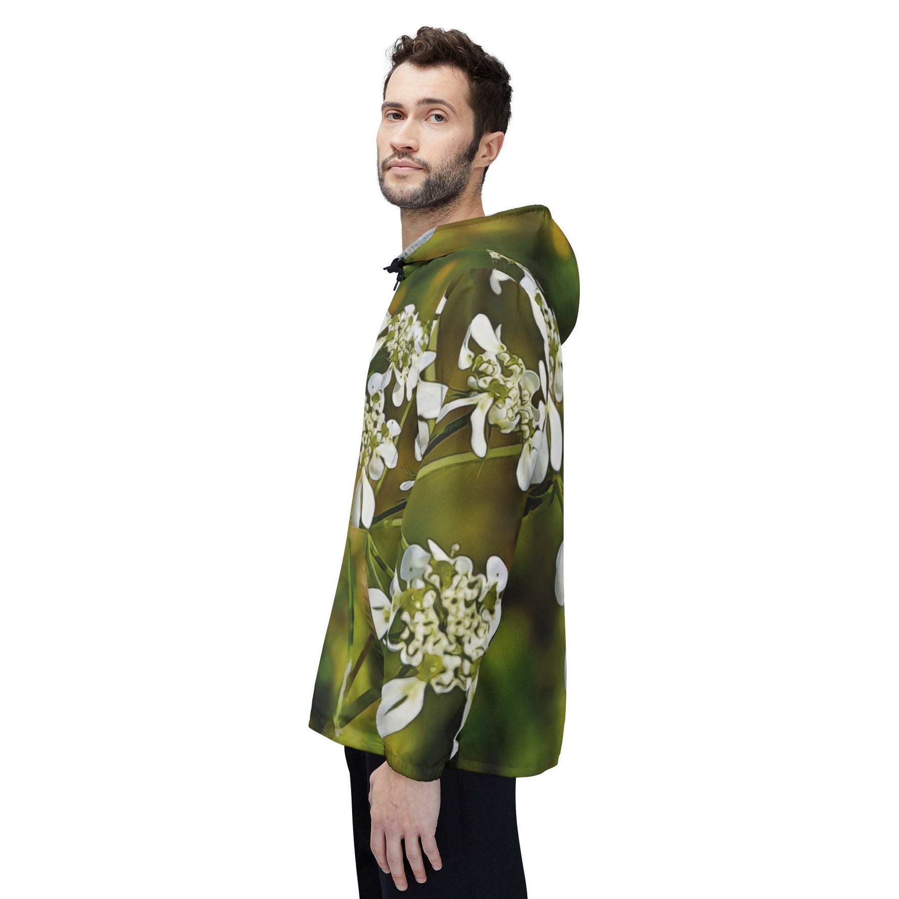Windbreaker Jacket - Flower, White Petals