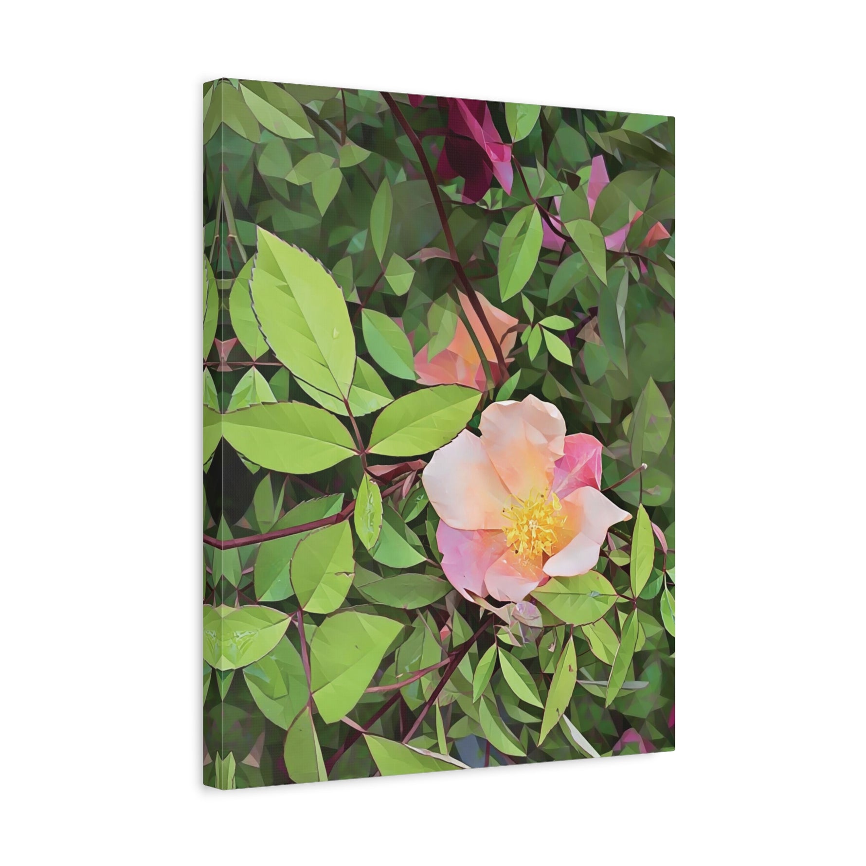 Stretched Matte Canvas - Poly Art - Flower of Rose (Variant 1)