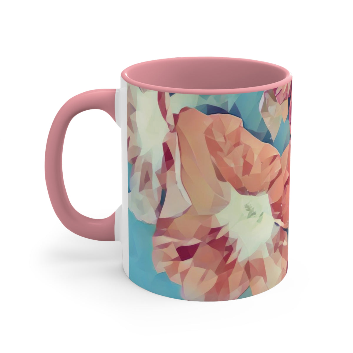 Mug 11oz - Poly Art - Flowers in sky blue and red (Variant 1)