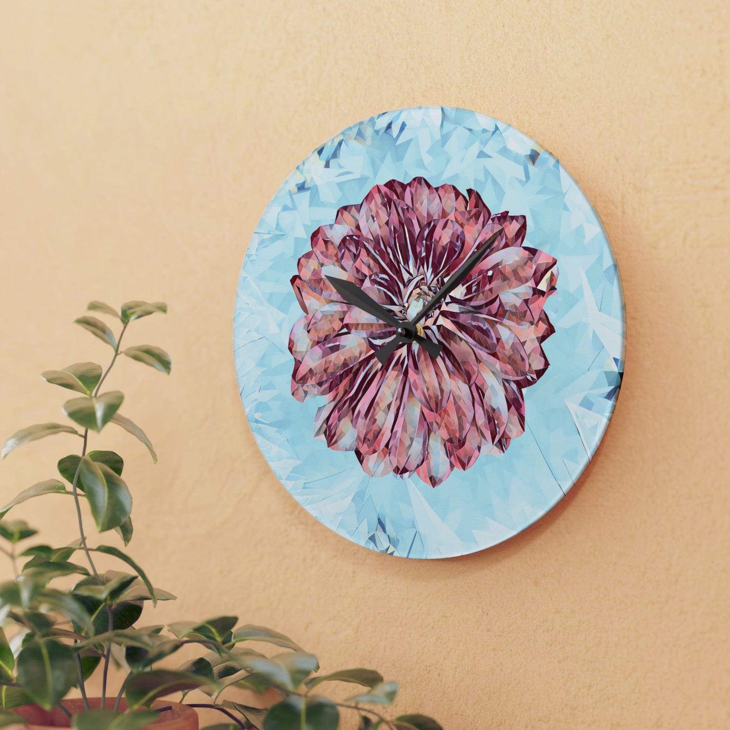 Acrylic Wall Clock - Poly Art - Flower of Dahlia (Variant 2)