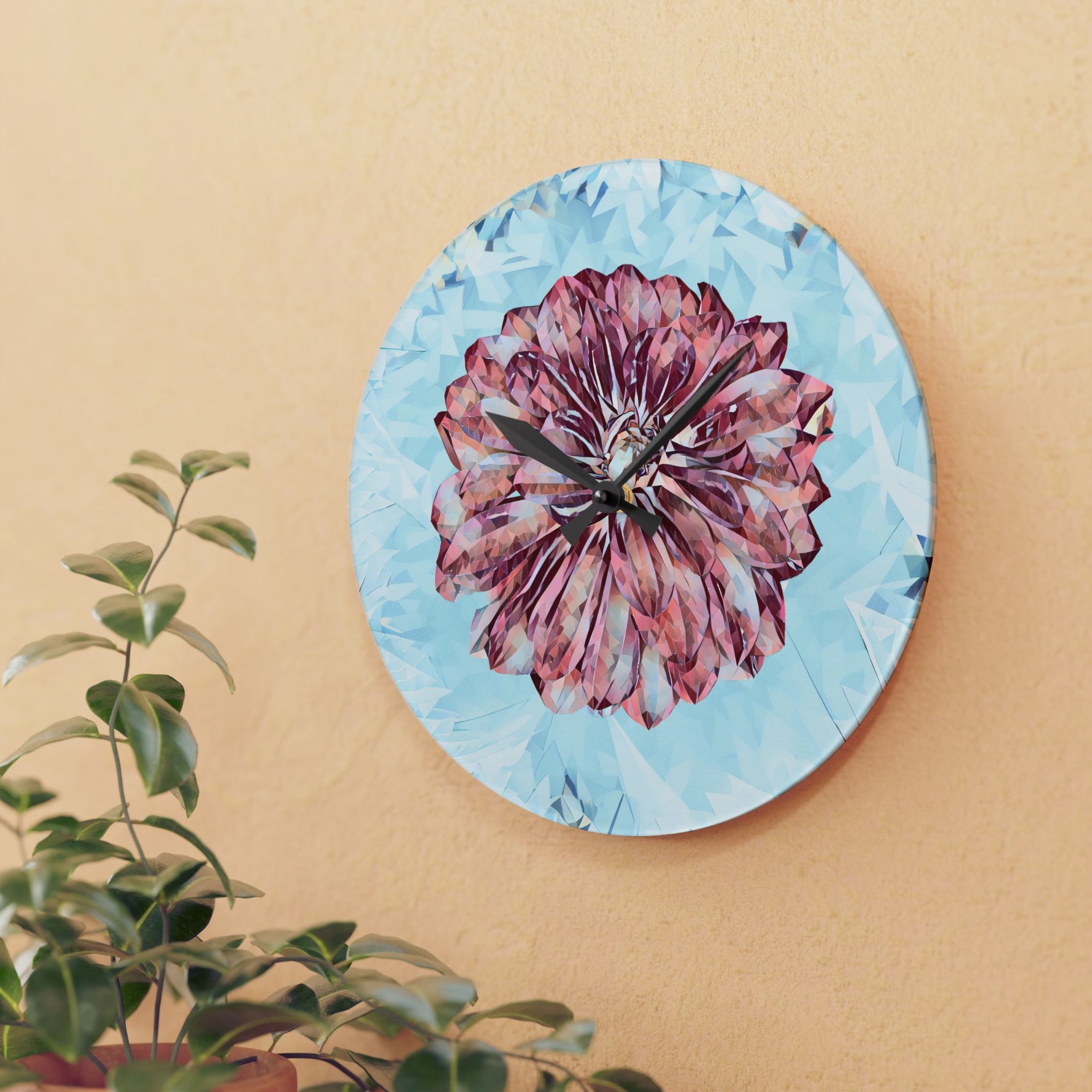 Acrylic Wall Clock - Poly Art - Flower of Dahlia (Variant 2)
